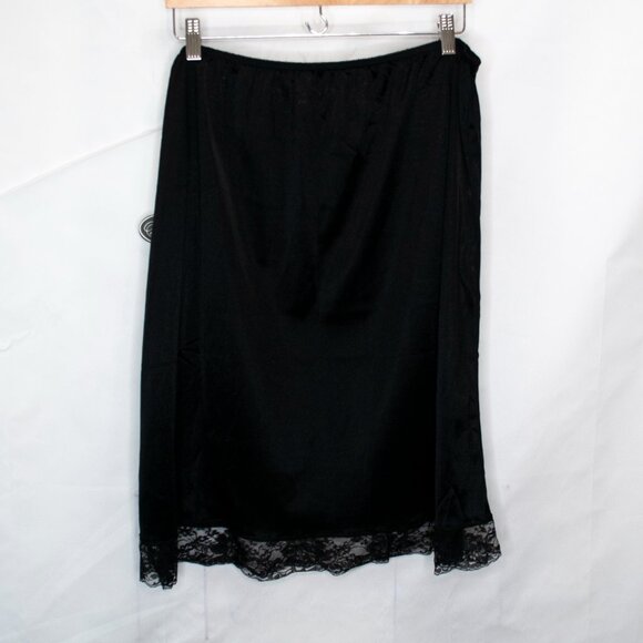 NEW Wondermaid Half Slip Skirt Womens 2X Plus Black Lace Hem Trim Nylon B15X - Picture 1 of 4